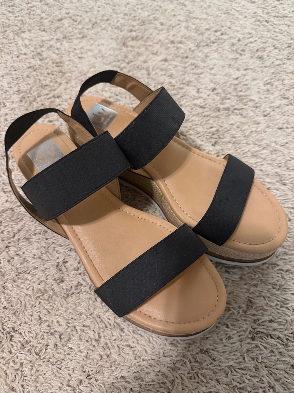 Classic Black Elastic Strap Women’s Platform Wedge Sandals
